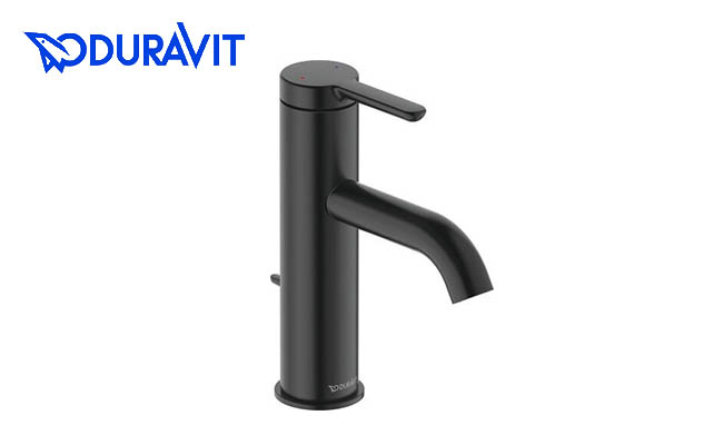 DURAVIT C1 ショート マットブラックの洗面混合水栓 引き棒付