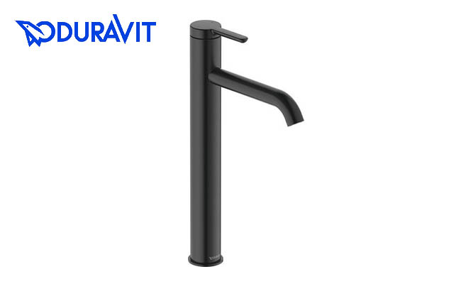 DURAVIT C1 ロング マットブラックの洗面混合水栓 引き棒無