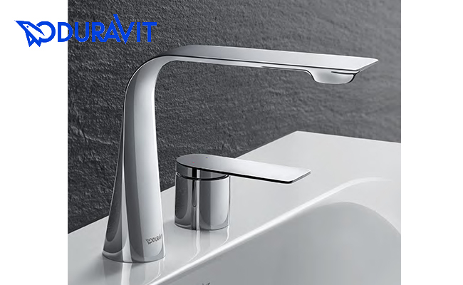 DURAVIT D.1 ショート クロームの洗面混合水栓 使用例